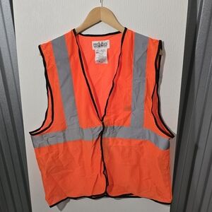 Construction PRO-V Safe Vest BRIGHT Neon Orange and Gray Velcro Size L/XL